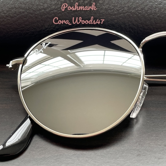 RayBan Round Metal Silver Flash Lenses RB3447 Silver Frame Unisex New - Picture 4 of 16